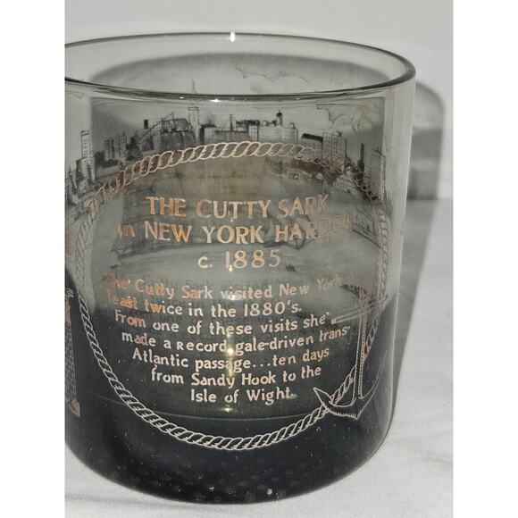 Cutty Sark Scotch Whiskey 4 Old Fashioned Lowball Glasses Smoke - Picture 9 of 10